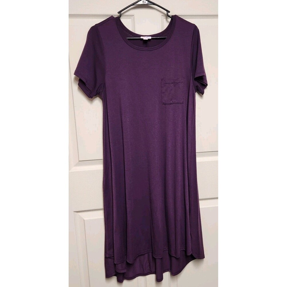 LuLaRoe Carly Medium Purple High Low Dress With Pocket